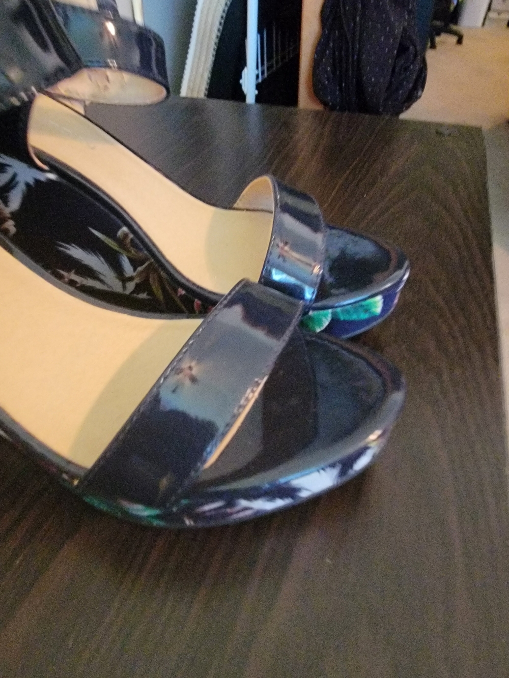Women’s Navy Blue Patent Platform Sandals - Brand